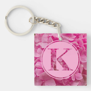 Pink Floral Alphabet Letter "K" und XO Schlüsselanhänger