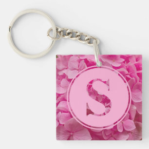 Pink Floral Alphabet Letter "S" und XO Schlüsselanhänger