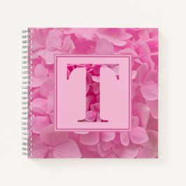 Pink Floral Alphabet Letter "T" Journal-Notebook Notizbuch