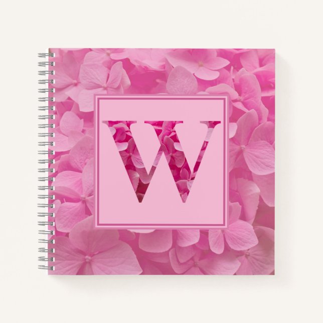 Pink Floral Alphabet Letter "W" Journal-Notebook Notizbuch (Vorderseite)