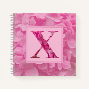 Pink Floral Alphabet Letter "X" Journal-Notebook Notizbuch