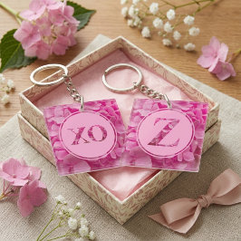 Pink Floral Alphabet Letter "Z" und XO Schlüsselanhänger