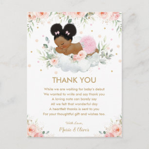 Pink Floral American Baby Showday Postkarte