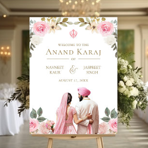 Pink Floral Anand Karaj Sikh Wedding Willkommensze Poster