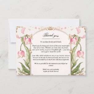 Pink Floral and Greenerity Wedding Danke Karte