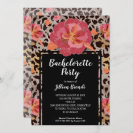 Pink Floral Animal Print Bachelorett Einladungen