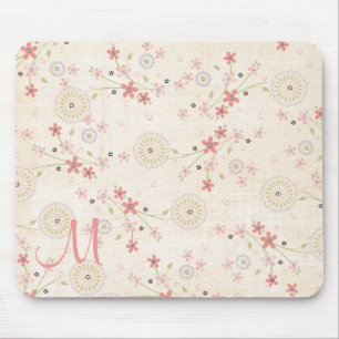Pink Floral anpassbare Monogram Maus Pad Mousepad