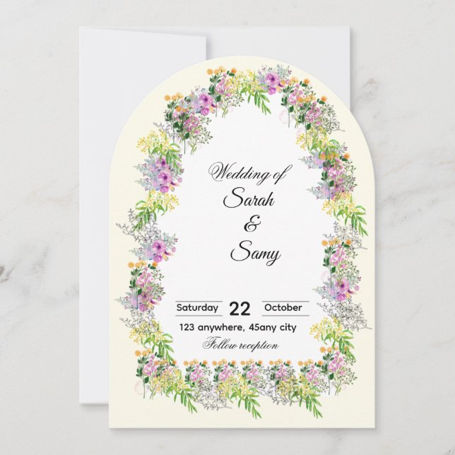 Pink Floral Arch Wedding Invitation  Einladung (Vorderseite)