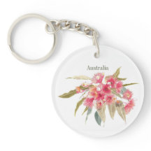 Pink Floral Australian Souvenir Acrylic Schlüssela