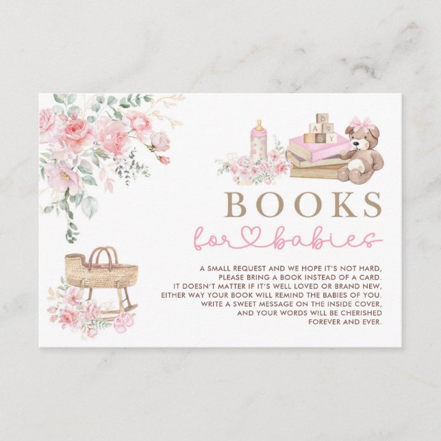 Pink Floral Baby Clothes Books for Twin Baby Girls Begleitkarte (Vorderseite)