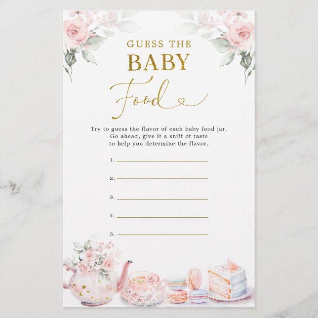 Pink Floral Baby Dusche Party Ratess Baby Food (Vorderseite)