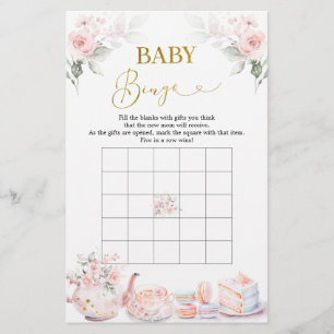 Pink Floral Baby Dusche Tee Party Baby Bingo Spiel