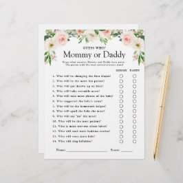 Pink Floral Baby Duschkopf Game Guess Wer