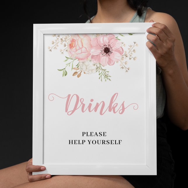 Pink Floral Baby Girl Drinks Kinderdusche Schild (Von Creator hochgeladen)