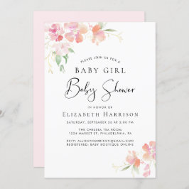 Pink Floral Baby Girl Dusche Einladung