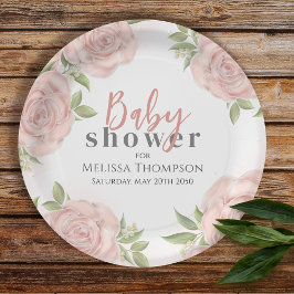 Pink Floral Baby Girl Dusche Pappteller