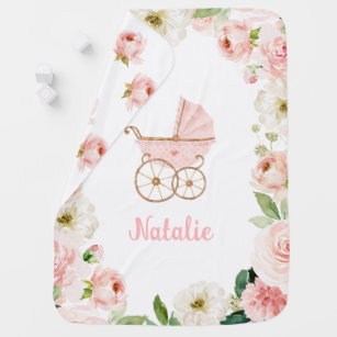 Pink Floral Baby Girl Personalisiert Blanket Babydecke