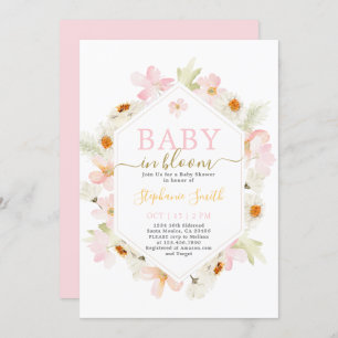 Pink Floral Baby in Bloom Baby Dusche Einladung