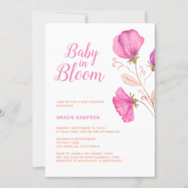 Pink Floral Baby in Bloom Baby Dusche Einladung