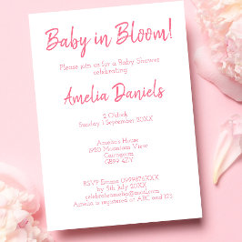 Pink Floral Baby in Bloom Baby Dusche Einladung