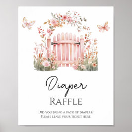 Pink Floral Baby in Bloom Butterfly Diaper Raffel Poster
