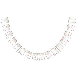 Pink Floral Baby in Bloom Hydrangea Babydusche Wimpelkette