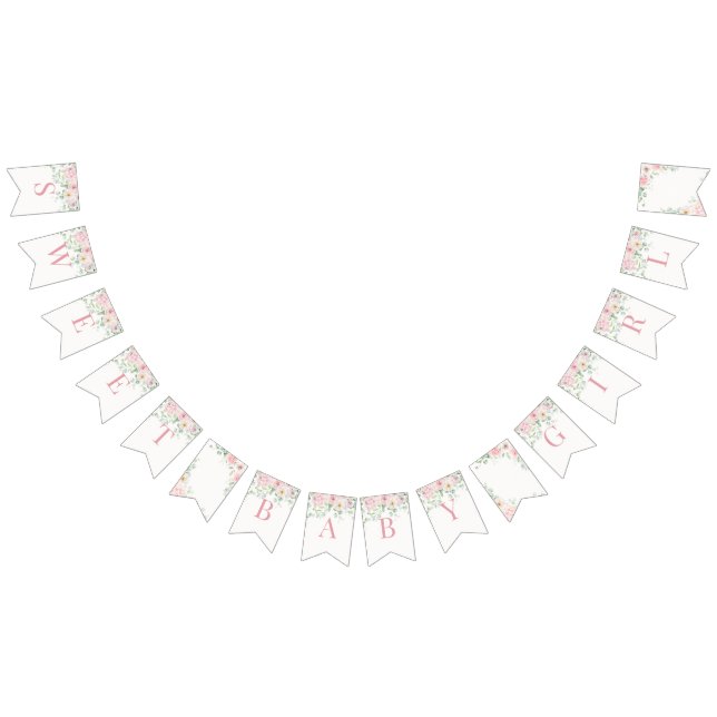 Pink Floral Baby in Bloom Hydrangea Babydusche Wimpelkette (Alle)