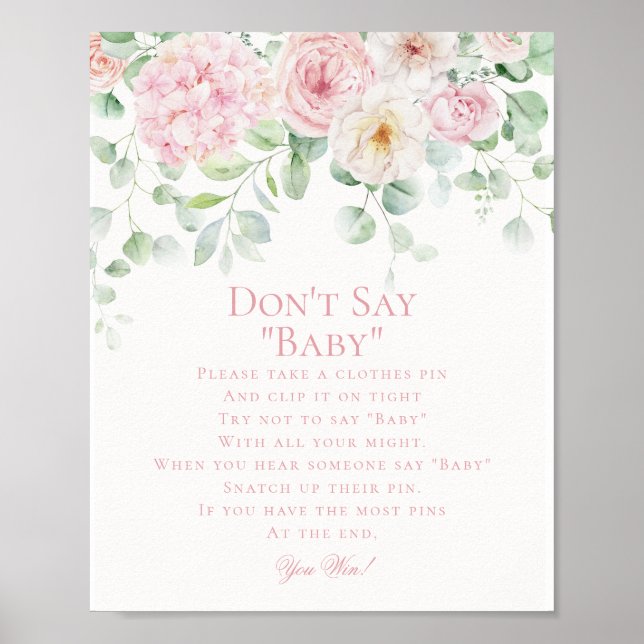 Pink Floral Baby in Bloom Hydrangea Game Poster (Vorne)