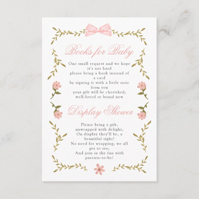 Pink Floral Baby Shooting Books for Baby Display Begleitkarte (Vorderseite)