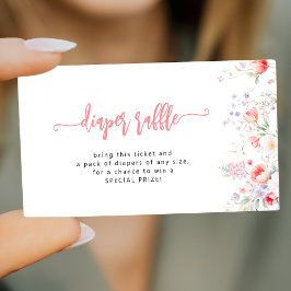 Pink floral baby shower diaper raffle ticket begleitkarte