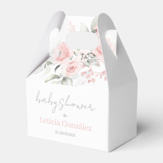 Pink Floral Baby Shower Favor Box in Spanish Geschenkschachtel