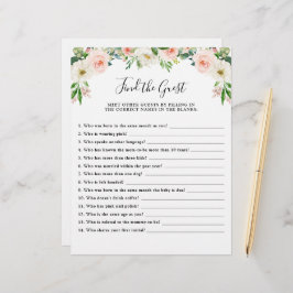 Pink Floral Baby Shower Game Finden Sie den Gast