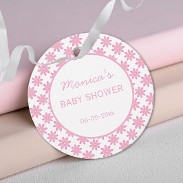 Pink Floral Baby Shower  Geschenkanhänger