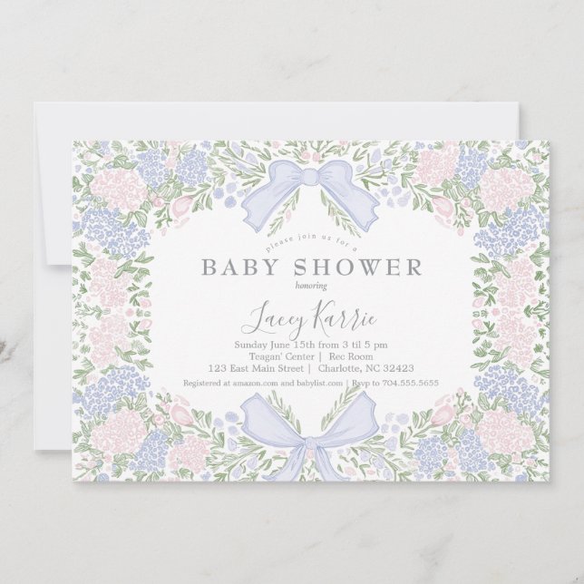 Pink Floral Baby Shower Invitation,  Einladung (Vorderseite)