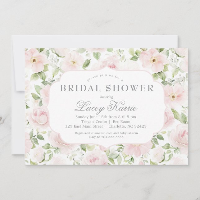 Pink Floral Baby Shower Invitation,  Einladung (Vorderseite)