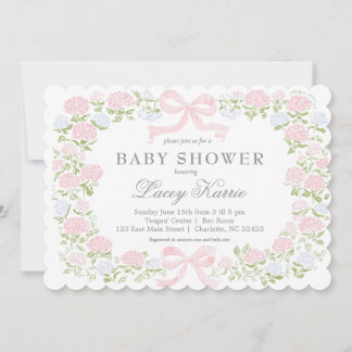 Pink Floral Baby Shower Invitation,  Invitation Einladung