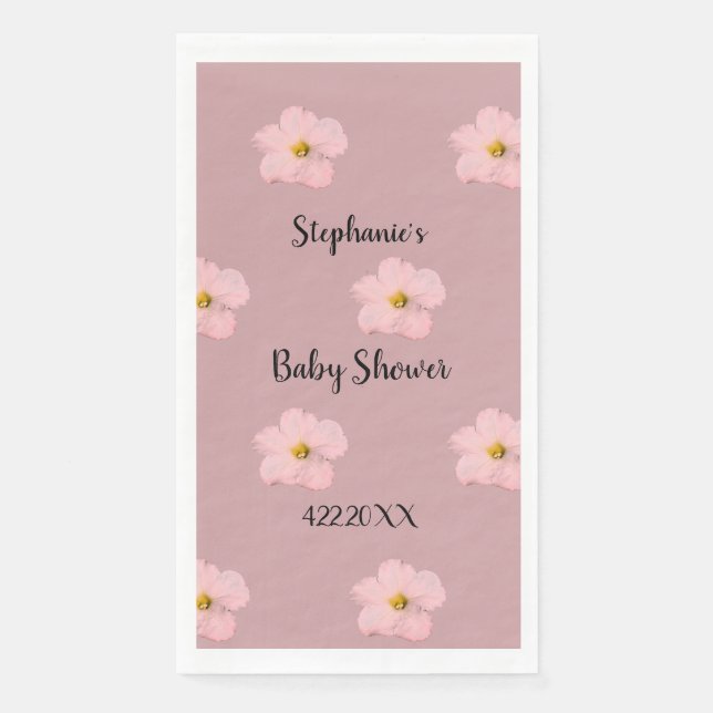 Pink Floral Baby Shower Petunia Muster Künstlerisc Serviette (Vorderseite)