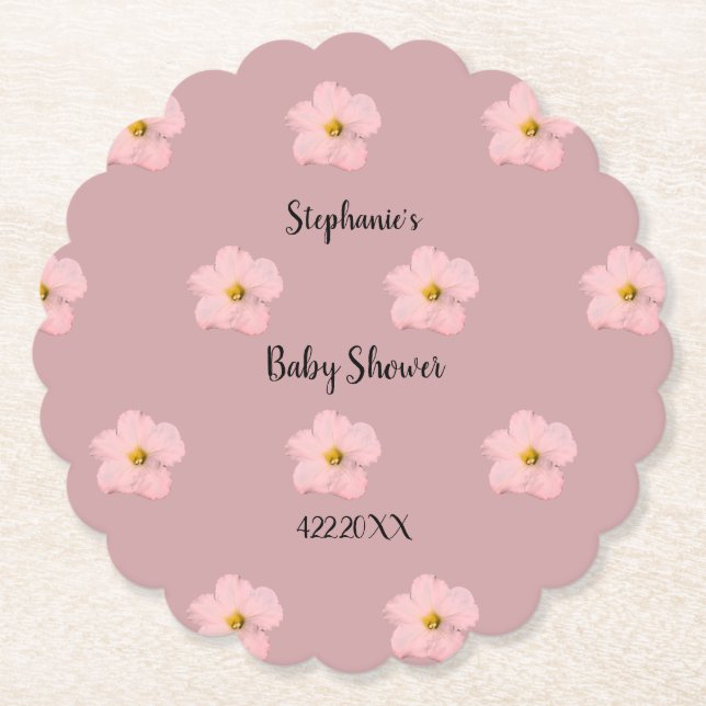 Pink Floral Baby Shower Petunia Muster Künstlerisc Untersetzer (Vorderseite)