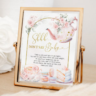 Pink Floral Baby Shower Tea Party Sage nicht Baby Poster