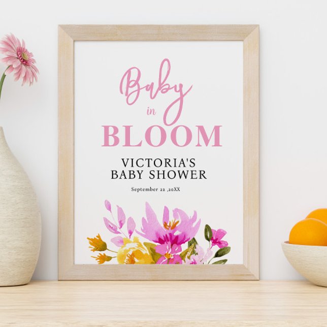 Pink Floral Baby Shower Welcome Poster (Von Creator hochgeladen)