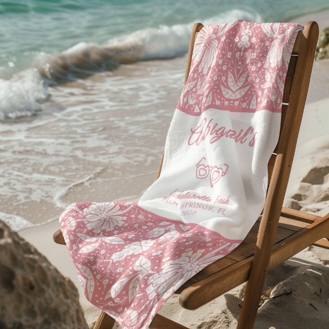 Pink Floral Bachelorette William Morris Pattern Strandtuch (Von Creator hochgeladen)