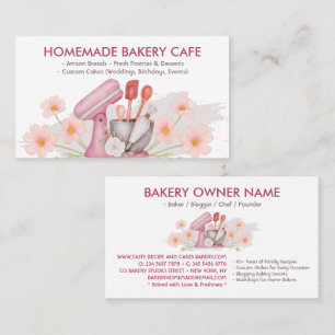 Pink Floral Bäckerei Konditorgebäck Koch Backgesch Visitenkarte