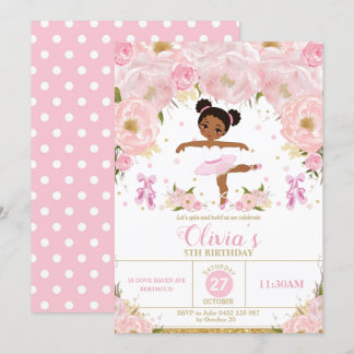 Pink Floral Ballerina Birthday Tutu Ballett Tanz Einladung