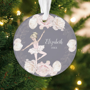 Pink Floral Ballerina Blonde Girl Personalisiert Ornament