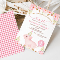 Pink Floral Ballon Dieses kleine Piggy 1. Geburtst