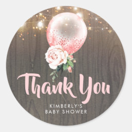 Pink Floral Balloon Garland Rustikale Babydusche Runder Aufkleber