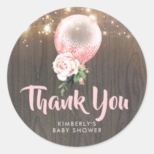 Pink Floral Balloon Garland Rustikale Babydusche Runder Aufkleber