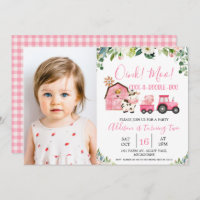 Pink Floral Barren Traktor Farm Foto Geburtstag