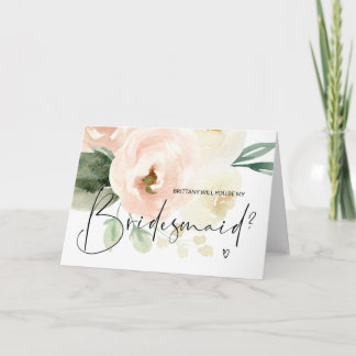 Pink floral be my Bridesmaid Vorschlag Wedding Car Karte