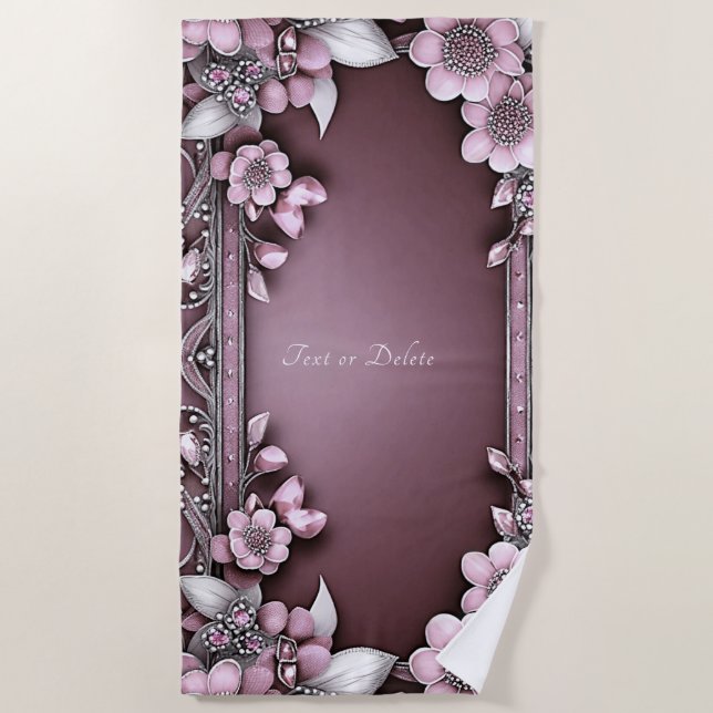 Pink Floral Beach Handtuch (Vorderseite)